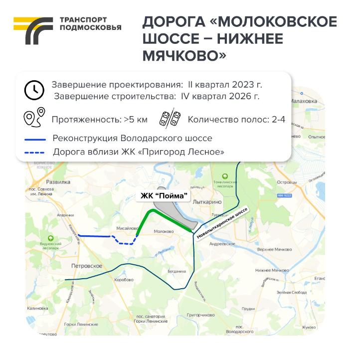 В конце года приступят к проектированию дороги между Володарским и Новолыткаринским шоссе